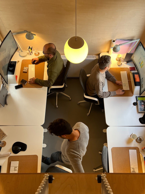 Birds eye studio view